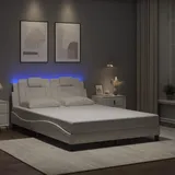 vidaXL Bettgestell mit LED Weiß 140x200 cm Kunstleder