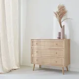 sweeek Kommode aus Holzdekor und Rattangeflecht 3 Schubladen 90 x 39 x 79 cm - Bohème - mind. 14 Tage Rückgaberecht