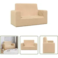 vidaXL Kindersofa 2-Sitzer Creme Weich Plüsch