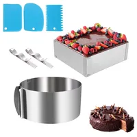 Wangdefu Tortenring Verstellbar,2 Stück Kuchenring Set Edelstahl,Backrahmen Rechteckig(15-28cm) +