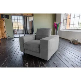KAWOLA Sessel MADELINE Cord 70 x 80 x 90 cm Grau mit Kissen und Rollen