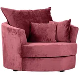 CARRYHOME Sessel, Bordeaux, Textil, Füllung: Polyester, Schaumstoffflocken,Polyester, Schaumstoffflocken, 115x72x115 cm, Sitzfläche 360° drehbar, Wohnzimmer, Sessel, Polstersessel