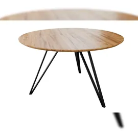 möbelliebling Sam Runder Esszimmertisch massiv Eiche Schweizer Kante 90 cm Hairpin schwarz DREAM