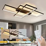 JDONG LED Deckenlampe mit Fernbedienung, Modern Deckenleuchte Wohnzimmer Schwarz Deckenlampen Dimmbar Deckenlicht für Schlafzimmer, Küche, 47*65cm - Schwarz