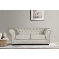Home Affaire 3-Sitzer HOME AFFAIRE "CHARENTE, optionale Schlafsofa, Chesterfield-Sofa, Bettfunktion", beige (creme), B:198cm H:74cm T:89cm, 100% Polyester, Sofas, mit edler Knopfheftung und typischen Armlehnen, B/T/H 198/89/74 cm