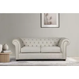 Home Affaire 3-Sitzer HOME AFFAIRE "CHARENTE, optionale Schlafsofa, Chesterfield-Sofa, Bettfunktion", beige (creme), B:198cm H:74cm T:89cm, 100% Polyester, Sofas, mit edler Knopfheftung und typischen Armlehnen, B/T/H 198/89/74 cm