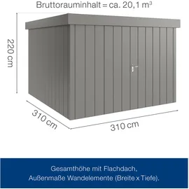 Hörmann Metall-Gerätehaus Juno JFD14 M-Sk 9007) 2-flg Flachdach