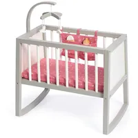 Musterkind Puppenwiege Viola, Grau, weiß, altrosa), Puppenmöbel, KinderB:39cm H:56cm T:70cm, Holz, B:39cm H:56cm T:70cm