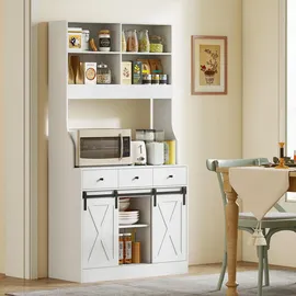 Homcom Küchenschrank Hochschrank mit Arbeitsplatte 93,5 x 40 x 180 cm Weiß