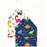 umorismo 2 Packung Kinderschürze Dinosaurier Verstellbare Kochschürze Wasserdicht Mit Tasche Für Mädchen Und Jungen Zum Backen, Garten, Grill - as shown