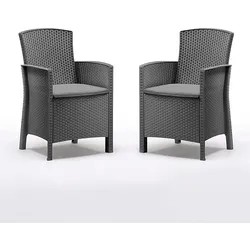 BICA Poltrona 2er Set Lido Gastro Sessel inkl. Sitzkissen, Graphit, Gartensessel, Wetterfest