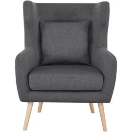 Home Affaire Ohrensessel HOME AFFAIRE "Yamuna", grau (anthrazit), H:100cm T:85cm, Sessel, Ohrensessel, mit Sitzpolsterung, Gestell und Füße aus Massivholz, Sitzhöhe 47 cm