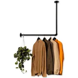 RSR Hangers Kleiderstange Garderobe Industrie Design für Ecke Wand Decke L-Form | Breite 100 cm x Höhe 100 cm | Garderobenstange | Ankleidezimmer | Schlafzimmer | Garderobe | begehbarer Kleiderschrank