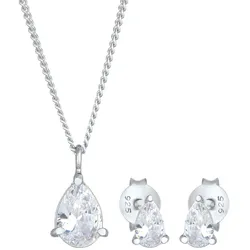 Elli Kette Ohrstecker Tropfen Zirkonia Set 925 Silber Schmuck-Set   Damen 