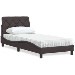 Bett mit Matratze – Dunkelbraun, 90x200 cm – Stilvolles Einzelbett für erholsamen Schlaf