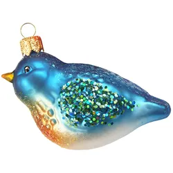 Christbaumschmuck Glas 4cm Vogel Figur Mundgeblasen & Handbemalt Weihnachtsbaum Anhänger Weihnachten Christbaumanhänger Weihnachtsbaumschmuck Blau