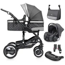 veska Kombi-Kinderwagen Schwarz/Grau