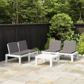 vidaXL Garten-Lounge-Set 3-tlg. Kunststoff weiß