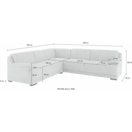 Home Affaire Telos mit Boxspring Unterfederung für hohen Komfort, L-Form", grau B:259cm H:80cm T:289cm, Chenille (100% Polyester);Microfaser-PRIMABELLE (100% Polyester);dicke Luxus-Microfaser Lederoptik langer Schenkel links ohne Funktion