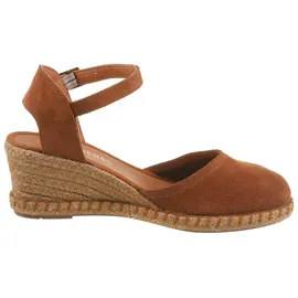Verbenas Slingpumps VERBENAS, Damen, Gr. 42, mokka, Veloursleder, unifarben, Schuhe Slingpumps, Keilsandalette, Sommerschuh, Urlaubsschuh mit Bastbesatz
