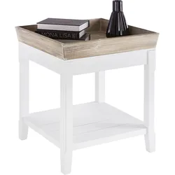 Beistelltisch MY FLAIR "Riviera", beige (natur, weiß antik), B:50cm H:55cm T:50cm, Tische, mit abnehmbarem Tablett