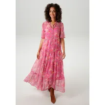 Aniston CASUAL Sommerkleid Blumen/Paisley Gelb/Orange/Pink/Rosa/Rot 44