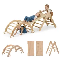 Relaxdays Kletterdreieck 3 in 1 Holz Braun