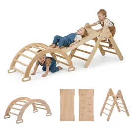 Relaxdays Kletterdreieck 3 in 1 Holz Braun