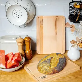 Creative Home 2 x Schneidebrett Holz | 30,5 x 22,5 x 1,5 cm | Holzschneidebrett mit Saftrille | Umkehrbar Schneidbrett | Holzbrett Küche Ideal fü...