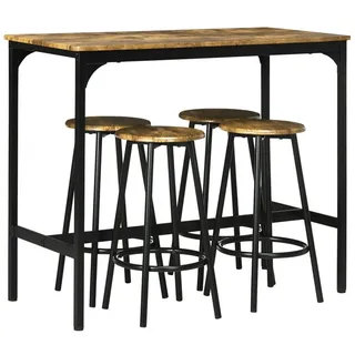 Homcom Bartisch mit Barhocker Set, 5-tlg. Bartisch-Set, Küchentisch mit 4 Barhocker, Essgruppe im Industriedesign, für Küche, Esszimmer, Metall,