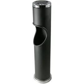 Novaliv Aschenbecher Standaschenbecher für draußen Schwarz 46,5cm hoch 9,5cm Ø 2in1 für Müll- und Zigarettenabfäl