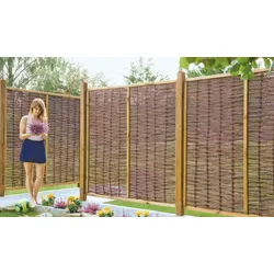 Sichtschutzzaun Weide – 180 x 180 cm Zaunelemente aus geflochtener Weide mit stabilem Holzrahmen als Sichtschutz für Terrasse und Garten