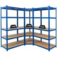Proregal MegaDeal 1x Eckregal + 2x Schwerlastregal Taurus HxBxT 180x180x60cm Fachlast 175kg Blau, Kellerregal, Steckregal, Garagenregal,