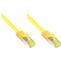 Good Connections RJ45 Ethernet LAN Patchkabel mit Cat. 7 Rohkabel und Rastnasenschutz RNS, S/FTP, PiMF, halogenfrei, 500MHz, OFC, 10-Gigabit-fähig (10/100/1000/10000-Base-T Ethernet Netzwerke) - z.B. für Patchpanel, Switch, Router, Modem - gelb, 0,15 m