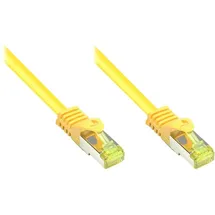 Good Connections RJ45 Ethernet LAN Patchkabel mit Cat. 7 Rohkabel und Rastnasenschutz RNS, S/FTP, PiMF, halogenfrei, 500MHz, OFC, 10-Gigabit-fähig (10/100/1000/10000-Base-T Ethernet Netzwerke) - z.B. für Patchpanel, Switch, Router, Modem - gelb, 0,15 m
