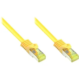 Good Connections RJ45 Ethernet LAN Patchkabel mit Cat. 7 Rohkabel und Rastnasenschutz RNS, S/FTP, PiMF, halogenfrei, 500MHz, OFC, 10-Gigabit-fähig (10/100/1000/10000-Base-T Ethernet Netzwerke) - z.B. für Patchpanel, Switch, Router, Modem - gelb, 0,15 m