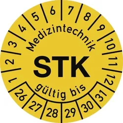Dreifke® Prüfplakette Medizintechnik STK 2026-2031, Polyesterfolie, Ø 30 mm, 10 Stk./Bog.