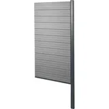 MCW WPC-Sichtschutz Savoie, Windschutz Zaun, Alu-Pfosten zum Einbetonieren ~ Erweiterungselement schmal, 95cm grau