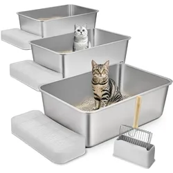 VEVOR 3er-Set Katzentoilette Katzenklo Katzen WC mit Filterfußteil 60x40x20cm