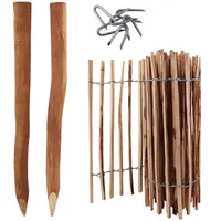 Aquagart 5m Komplett Set Staketenzaun 100cm hoch Lattenabstand 4-6cm mit 5 Holzpfosten 1,5m lang & Krampen - Braun