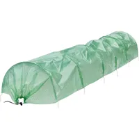ECD Germany 1x Folientunnel Pflanztunnel 300x55x35 cm 3m Transparent/Grün 135 g/m2 mit 6 Gewölbter Stahldraht Ø 2mm, Foliengewächshaus