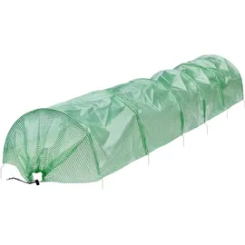 ECD Germany 1x Folientunnel Pflanztunnel 300x55x35 cm 3m Transparent/Grün 135 g/m2 mit 6 Gewölbter Stahldraht Ø 2mm, Foliengewächshaus