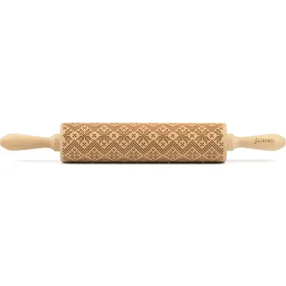 Strobbe Folkroll "3D-Motiv-Teigrolle", braun, L:43cm, Massivholz, Teigroller, Skandinavien