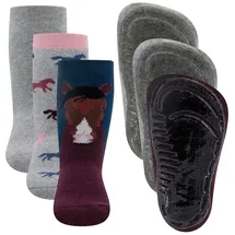 Ewers 3er-Pack Pferd Stoppersocken SoftStep, Socken mit Antirutschsohle für Mädchen, Anti-Rutsch-Socken mit Gummisohle, MADE IN GERMANY, 3 Paar rutschfeste Kindersocken, Größe 25-26