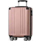 Flieks Trolley Reisekoffer Hartschalenkoffer mit Universalrad, Handgepäck Koffer mit TSA-Schloss, M, 37.5x22.5x56.5cm, Pink - Rosa