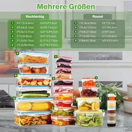 yashe Frischhaltedosen Set transparent 38-teilig