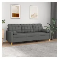 VidaXL 3-Sitzer-Sofa mit Zierkissen Dunkelgrau 180 cm Stoff