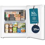 Stolthoff® Mini Gefrierschrank 32 L, Glasablage, 4-Sterne-Gefrierbox bis -18 °C, kompakter Tiefkühlschrank, leise 39 dB, manuelle Temperaturregelung, freistehend, Weiß