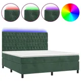 vidaXL Boxspringbett mit Matratze & LED Dunkelgrün 160x200 cm Samt