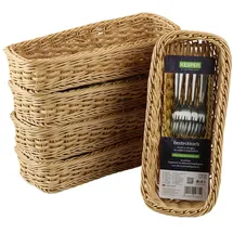 KESPER | Brot- und Obstkorb, 5er Pack, Material: Voll-Kunststoffgeflecht, Maße: 28 x 11,5 x 5,5cm, Farbe: Braun |1978015